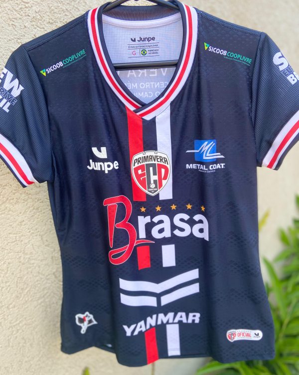 Camiseta de Jogo Profissional Primavera Preta Baby Look 2025